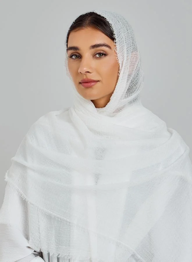 Amirah White Crinkle Texture Soft Hijab